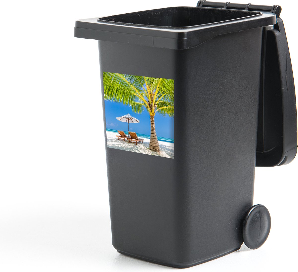 Container sticker Palmboom - Strandstoel - Parasol - 40x40 cm - Kliko sticker