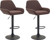 Clp Braga Set de 2 tabourets de bar - Tissu - Marron Zwart