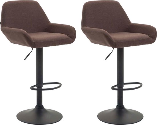 Clp Braga Set de 2 tabourets de bar - Tissu - Marron Zwart