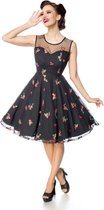 Belsira - Floral Embroidery Swing jurk - 3XL - Zwart