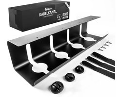 Stilemo Kabelgoot Bureau - Cable Management - Kabelhouder 43 CM - Kabel Organiser Onder Bureau - Verschillende Bevestigingsopties - 5 KG Draagkracht - Zwart