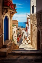 Vakantie Steegjes | Vakantie Poster | Poster Mediterraans | Woondecoratie | 51x71cm | RTB | Geschikt om in te Lijsten
