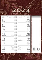 MGPcards - Telefoon(omleg)kalender 2024 - Maandag - Met notitieblok - Bladeren - Bordeaux
