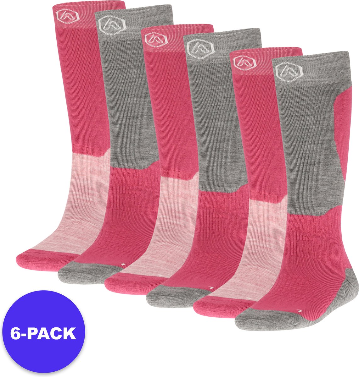 Apollo Sports Skisokken Unisex Design – 6-Pack Voordeelpakket Roze