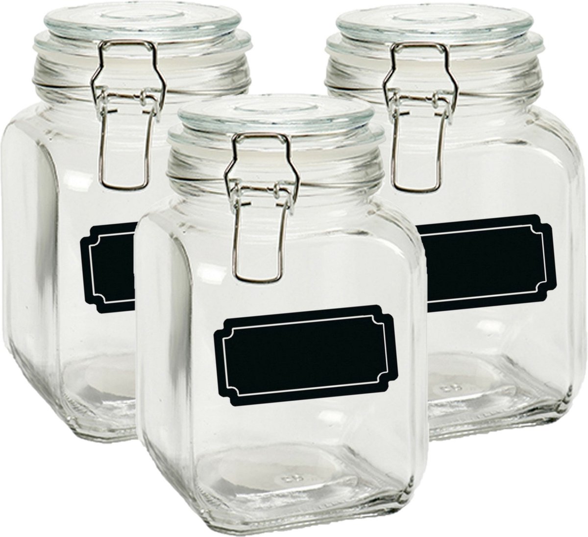 Weckpot/inmaakpot - 6x - 1.2L - glas - met beugelsluiting - incl. etiketten