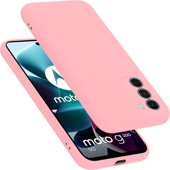 Cadorabo Hoesje geschikt voor Motorola MOTO G200 5G in LIQUID ROZE - Beschermhoes gemaakt van flexibel TPU silicone Case Cover