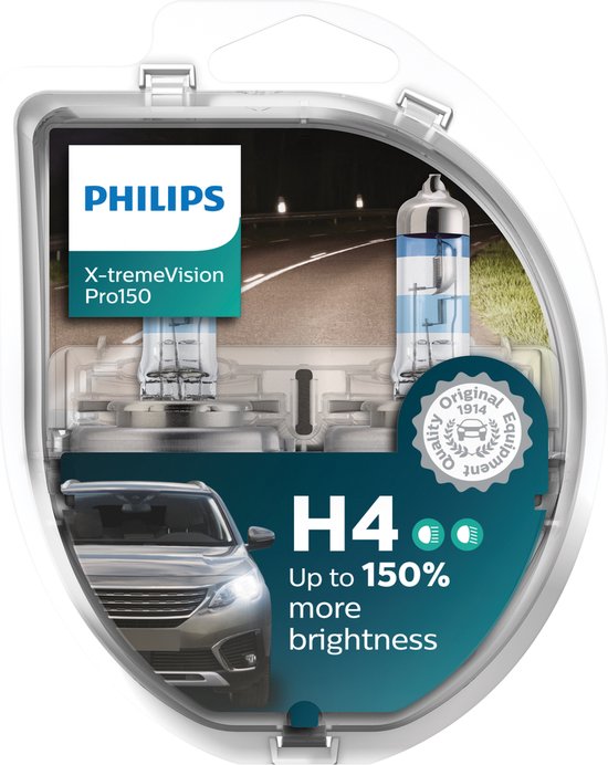 Ampoule voiture Philips X-treme Vision Pro150 H4 12342XVPB1