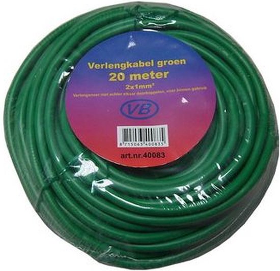 Gardenline - Verlengsnoer - groen - 20 Meter - 2 x 1.0 mm - Benson