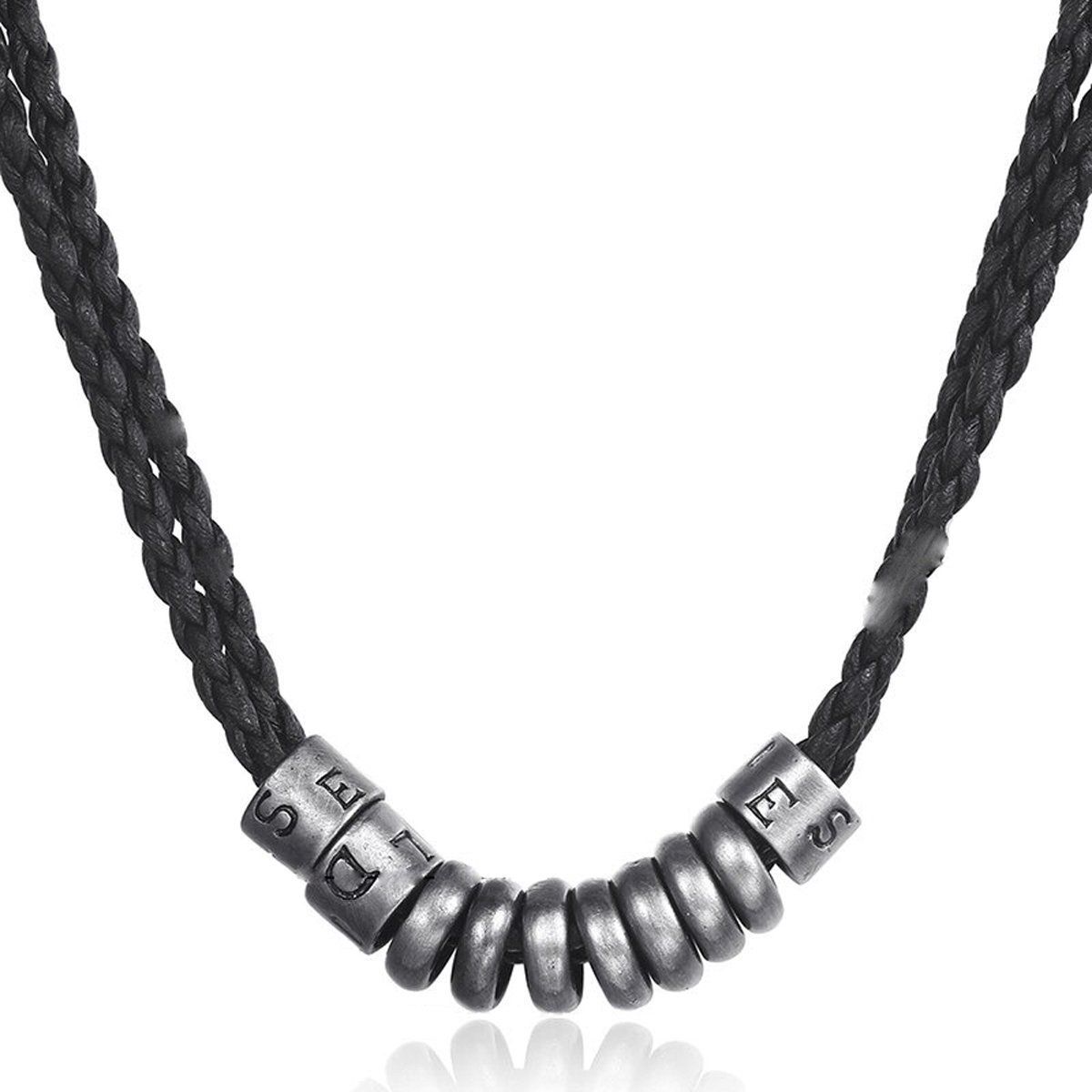 COOLSTEELANDBEYOND Retro-Stijl Veer Hanger met Verstelbare Bruine Lederen Koord Unisex Ketting voor Heren Dames