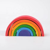 Kleine houten regenboog - Regenboogkleuren - 6 stuks - Open einde speelgoed - Educatief montessori speelgoed - Grimms style