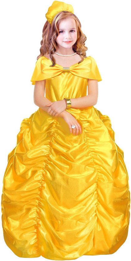 Widmann - Koning Prins & Adel Kostuum - Royal Beauty Queen Kostuum Meisje - Geel - Maat 140 - Carnavalskleding - Verkleedkleding