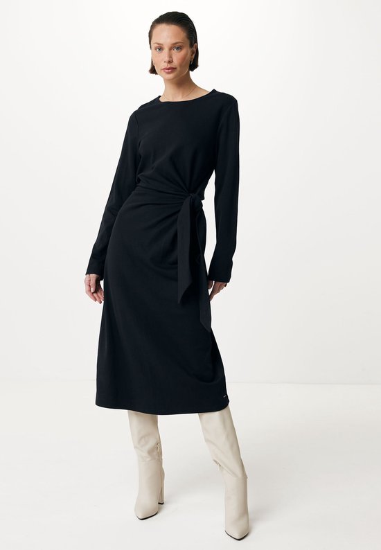 Mexx Robe à manches longues avec détail noué à la taille pour femme - Zwart - Taille L