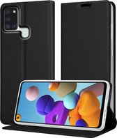 Cadorabo Hoesje geschikt voor Samsung Galaxy A21s in CLASSY ZWART - Beschermhoes met magnetische sluiting, standfunctie en kaartvakje Book Case Cover Etui