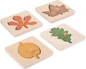 Houten blaadjes puzzel - 4 stuks - Vanaf 1 jaar - Kinderpuzzel - Educatief montessori speelgoed - Grapat en Grimms style