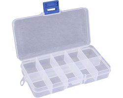 Fako Bijoux - Opbergdoos - 10 Vakjes - Kralendoos - Opbergbox - Sorteerdoos - Verdeeldoos - Box - Vast - 13x6.5x2cm - 1 Stuk