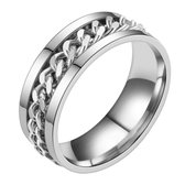 Fako Bijoux® - Fidget Ring - Anxiety Ring - Angst Ring - Stress Ring - Spinning Ring - Draairing - RVS - Zilver - EU:61 - USA:10 - 19.5mm