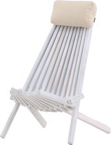 Chaise longue de jardin en bois Nest outdoor Bastian blanche - avec oreiller