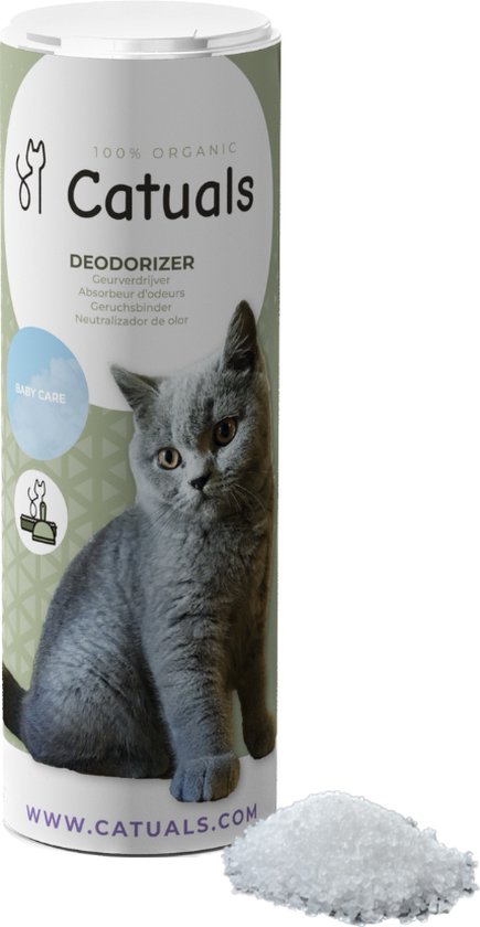Catuals-granulés d'odeurs-désodorisant-litière-500 grammes-soin bébé-chats  | bol