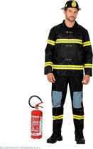 Widmann - Brandweer Kostuum - Vuurbestrijdende Levensredder Brandweerman Kostuum - Geel, Zwart - XL - Carnavalskleding - Verkleedkleding