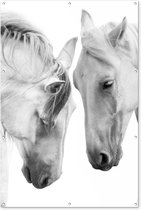 Muurdecoratie Paard - Dieren - Portret - Wit - 120x180 cm - Tuinposter - Tuindoek - Buitenposter
