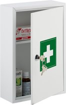 Relaxdays medicijnkastje - apothekerskastje - badkamer - hangend - afsluitbaar - metaal