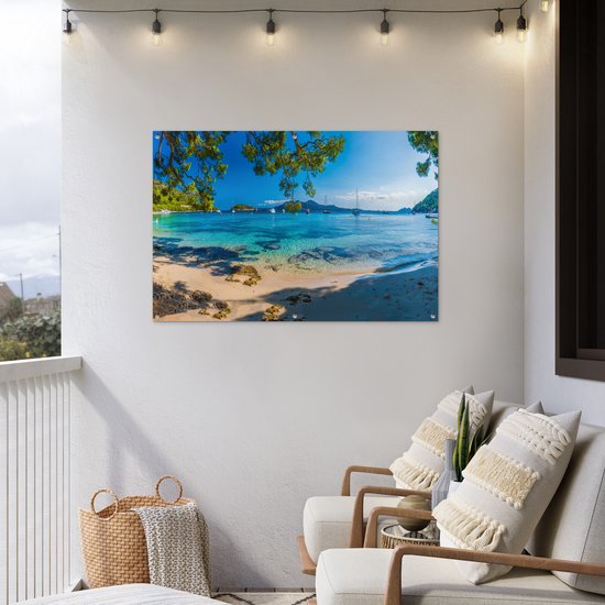 Décoration de jardin plage - Été - Mer - 120x80 cm - Jardin - Décoration clôture - Affiche jardin - Toile clôture - Affiche extérieur - Décoration jardin - Décoration balcon - Peinture jardin