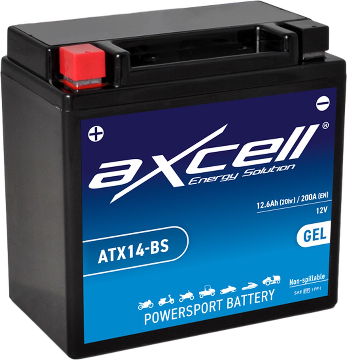 Axcell Powersport Battery ATX14-BS GEL accu 12 Volt 12.6Ah
