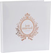 Santex gastenboek/receptieboek Just Married - rose goud/wit - Bruiloft - 24 x 24 cm