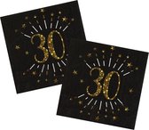 Verjaardag feest servetten leeftijd - 50x - 30 jaar - goud - 33 x 33 cm