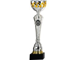 Trofee/prijs beker cup - zilver/goud - kunststof - 30 x 8 cm