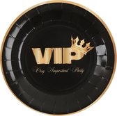 Santex VIP thema feest wegwerpbordjes - 10x stuks - 23 cm - goud/zwart themafeest