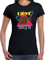 Bellatio Decorations Disco verkleed t-shirt dames - jaren 80 feest outfit - I love Eighties boys - zwart S