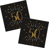 Verjaardag feest servetten leeftijd - 50x - 50 jaar - goud - 33 x 33 cm