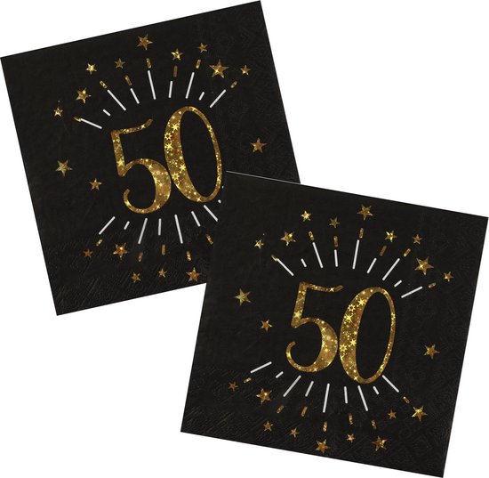 Serviettes d'anniversaire 50 ans en Or