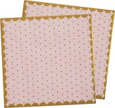 Santex feest servetten - stippen - 40x stuks - 25 x 25 cm - papier - roze/goud