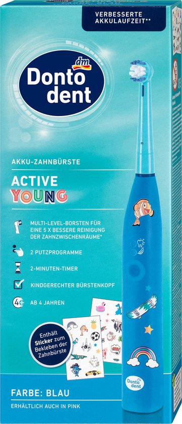 Dontodent Brosse à dents avec batterie Active Young bleu, 1 pièce | bol.com