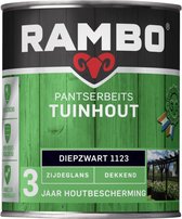 Rambo Pantserbeits Tuinhout Zijdeglans Dekkend - Gelijkmatig Vloeiend - Diepzwart - 0.75L