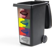 Container sticker Warhol-like - Vier monden in pop art style - 44x98 cm - kliko sticker - weerbestendige containersticker