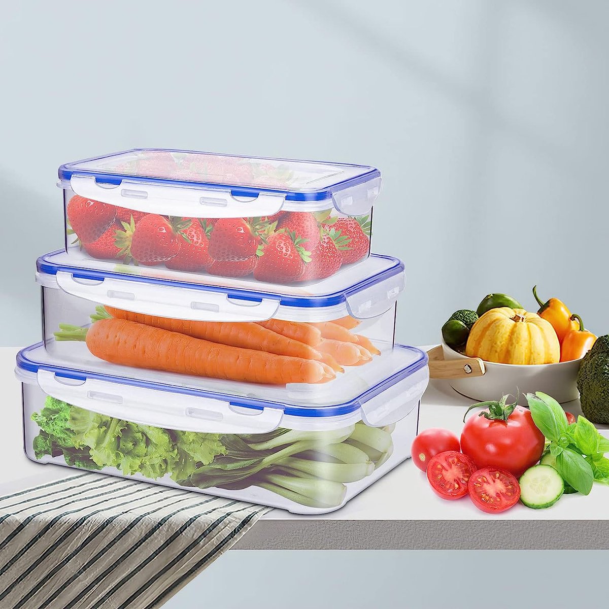 Bocaux En Verres Avec Couvercles En Bambou, Bocaux De Stockage En Verre A 3 Niveaux Bocaux De Stockage Empilables Bocaux En Verre Avec Couvercles Hermetiques Pour La Cuisine