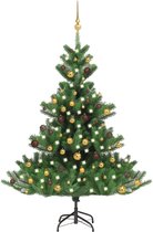 vidaXL - Kunstkerstboom - Nordmann - met - LED's - en - kerstballen - 150 - cm - groen