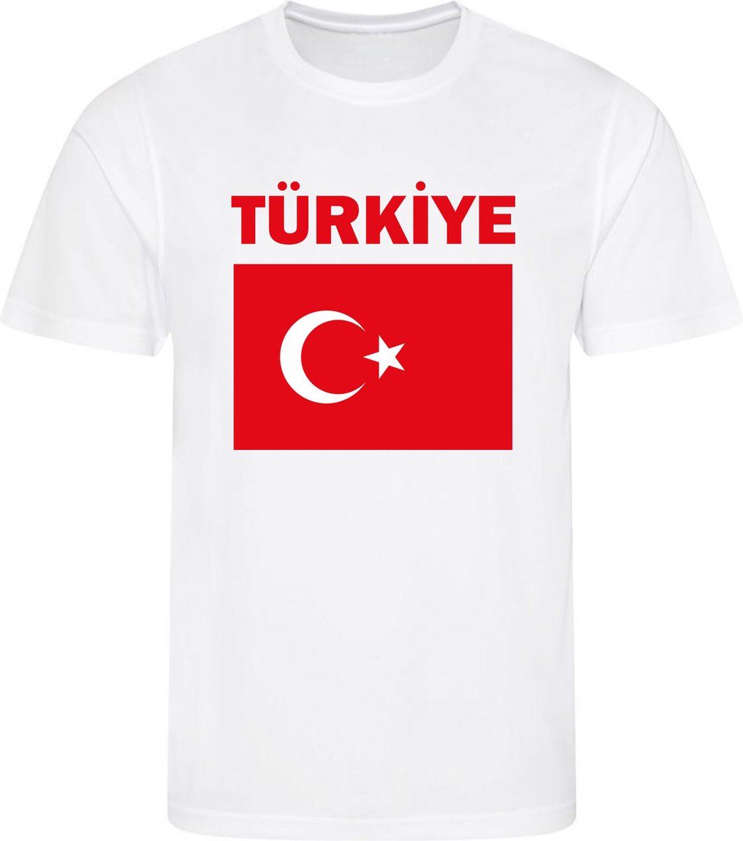 Turkije - Turkey - Türkiye - T-shirt Wit - Voetbalshirt - Maat: XXL - Landen shirts