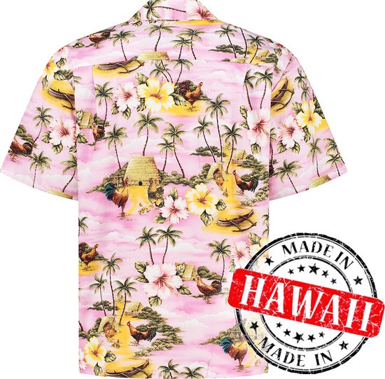 Hawaii Blouse Mannen - Shirt - Hemd - 100% Katoen - Overhemd Heren Korte Mouw - Made in Hawaii "Eiland Avonturen" Maat M