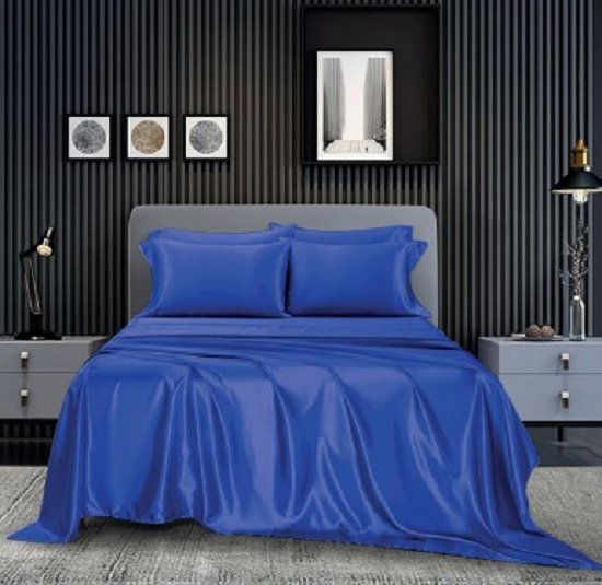 Decoware dekbedovertrek - glans satijn - blauw Lits-jumeaux - 240x220 + 2 st 60x70cm