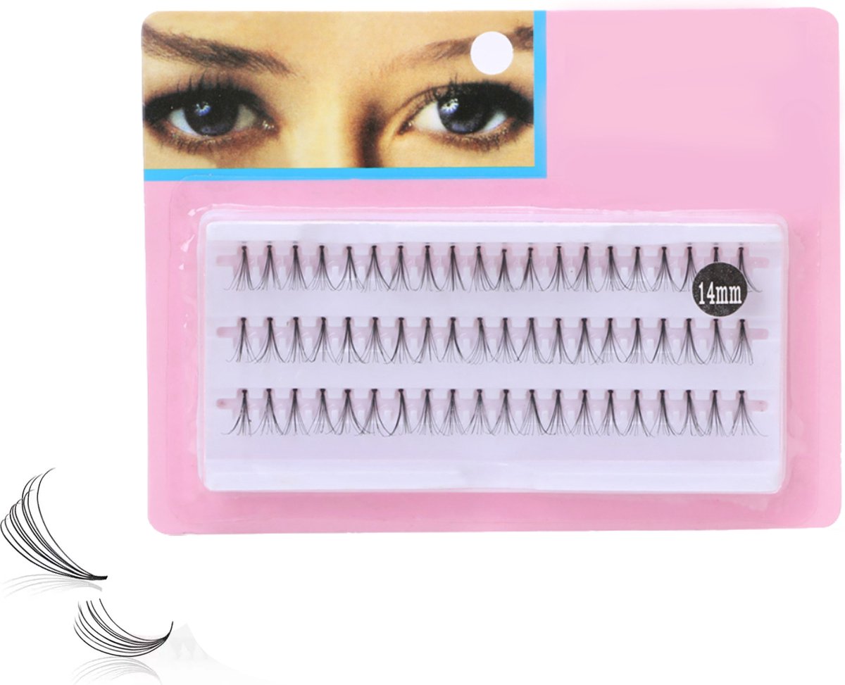 Goedkoopste 60 Stuks - Wimper Clusters - Natuurlijke Valse Wimpers - Individuele Wimperverlenging - 14mm - Zwart