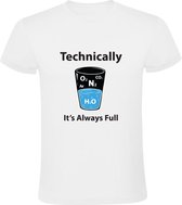 Technically It's always full Heren T-shirt - scheikunde - natuurkunde - glas - halfvol
