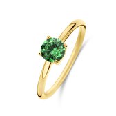 New Bling 9NB-0889-56 Zilveren Ring - Dames - Zirkonia - Rond - 6 mm - Groen - Maat 56 - 1,76 mm - Zilver - Gold Plated (Verguld/Goud op Zilver)