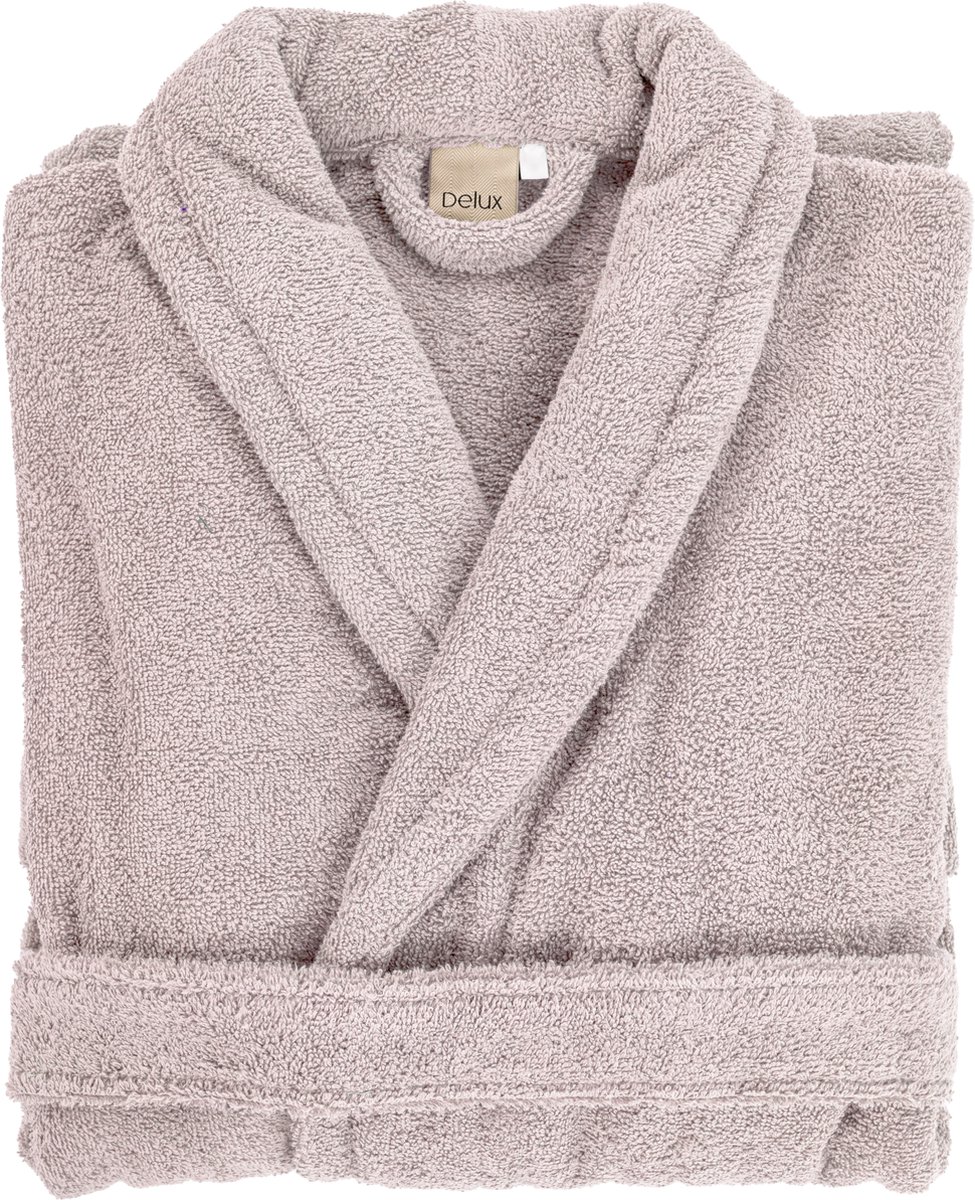Tiseco Home Studio - Badjas DELUX - 100% katoen - 370 g/m² - badstof - unisex- riem en zakken - S/M - Roze