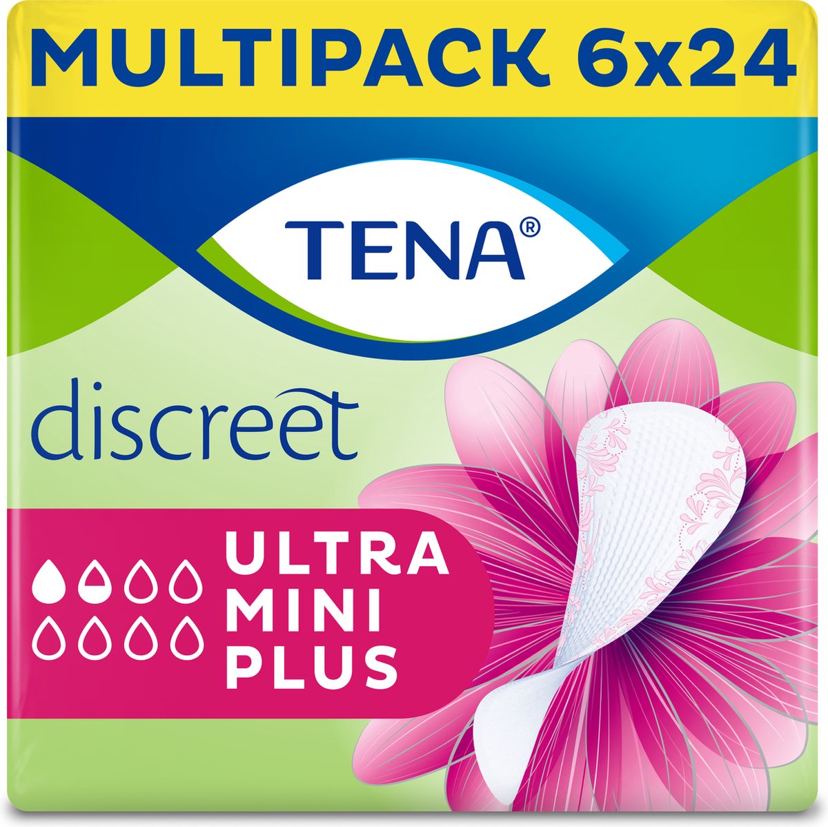 TENA Discreet Ultra Mini Plus inlegkruisjes - 6 x 24 stuks - voor urineverlies (incontinentie) - TENA