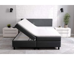 boxspring promo- 120x200cm- zwart stof- met opbergruimte- met matras en topper- zetelsenbedden