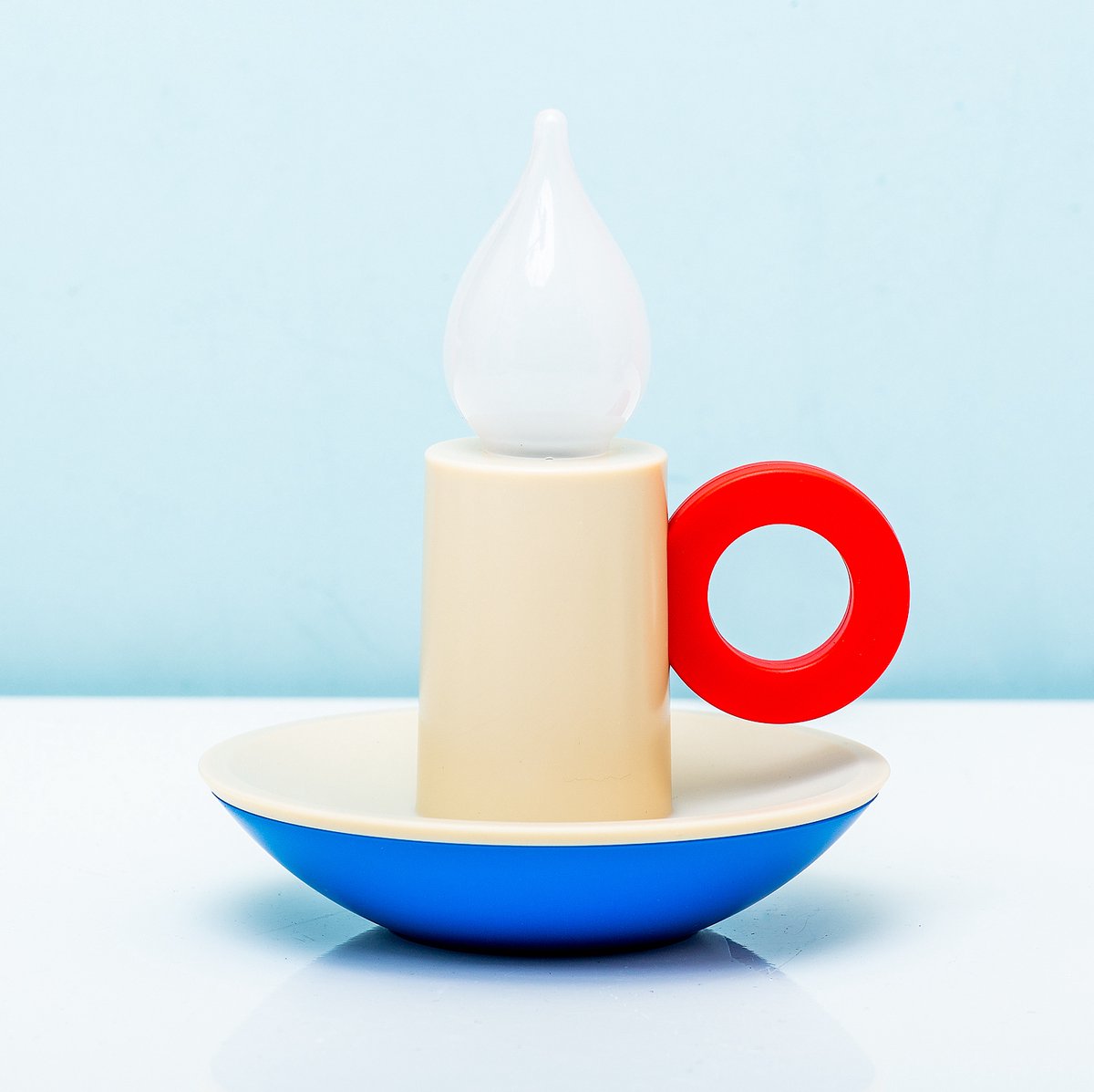 Bitten Design Oplaadbaar Kandelaar Lampje - Wit Met Blauw